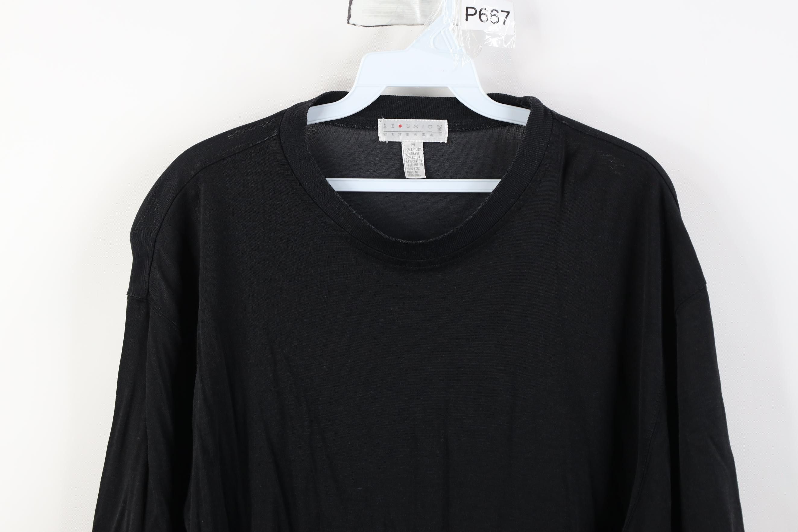 Vintage Vintage 90s Streetwear Gabardine Blend Knit Blank T-Shirt Size US M / EU 48-50 / 2 - 2 Thumbnail