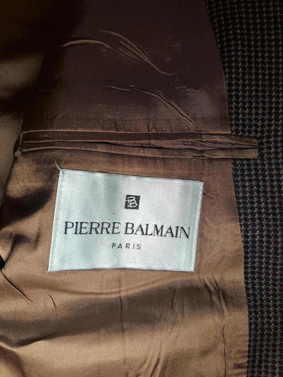 Pierre Balmain Pierre Balmain Sport Coat Mens 44L Brown Wool Houndstooth Size 44L - 2 Thumbnail