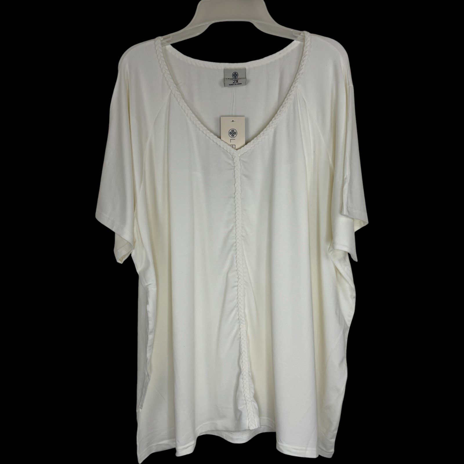 Other Laurie Felt 2X White Bamboo Blend V-Neck Tunic Top Size XXL / US 16-18 / IT 52-54 - 1 Thumbnail