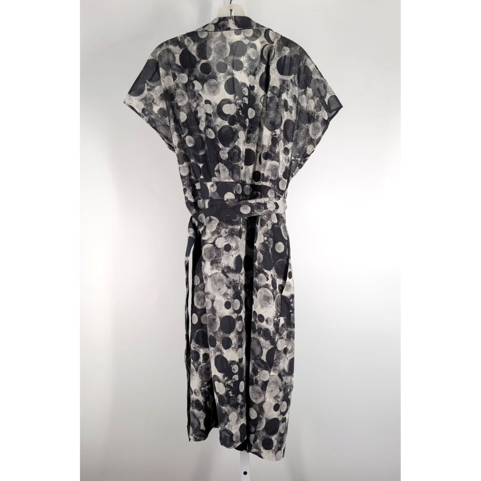 Akris Akris Punto Wrap Dress Cotton Geometric Dot Print Black White Switzerland OS Dress Womens Regular Long Geometric Pattern Art N/A Size ONE SIZE - 3 Thumbnail