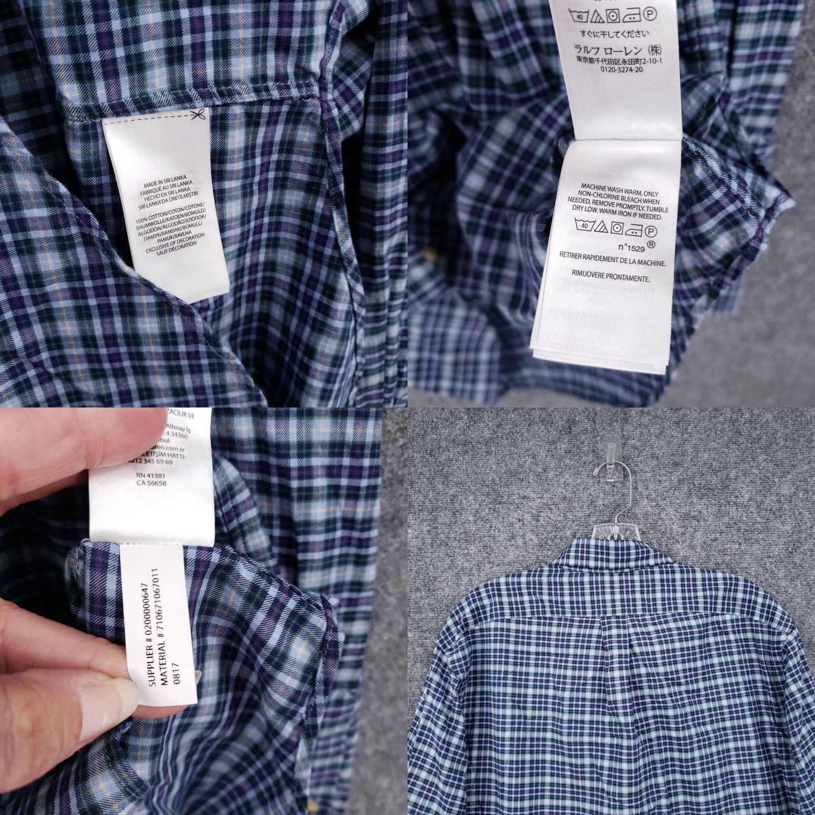 Lot of 3 Ralph Lauren Plaid newest Classic & Blake Fit Button Front Shirt Men’s Large