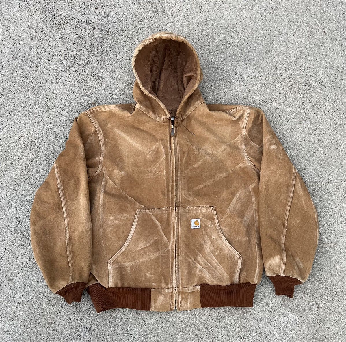Carhartt Custom Carhartt Jacket Hoodie Sun Faded Distressed Thermal Size US XL / EU 56 / 4 - 1 Thumbnail