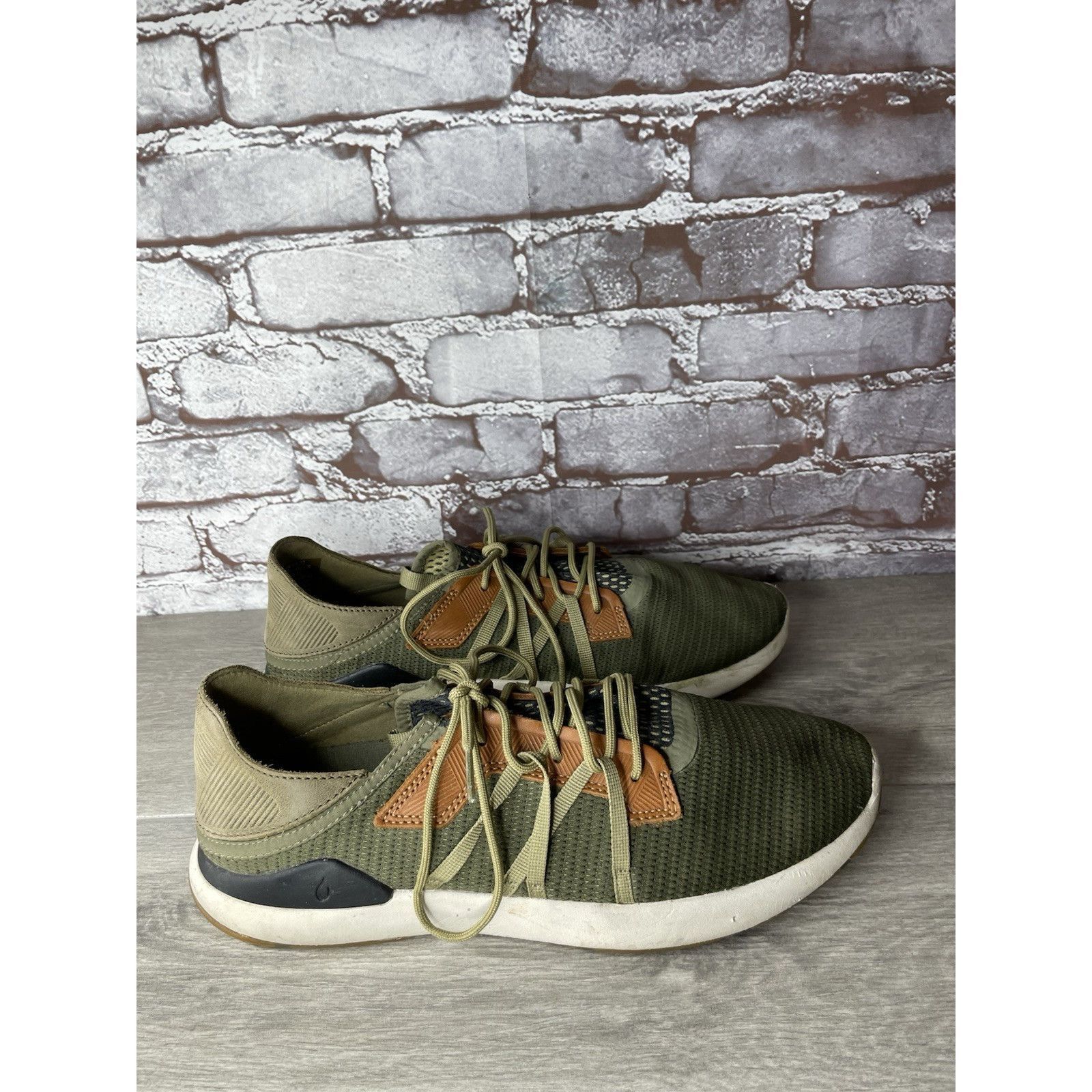 Olukai Olukai Mio Li Green Synthetic Brown Lace Up Sneaker Shoes Me Size US 11 / EU 44 - 15 Thumbnail