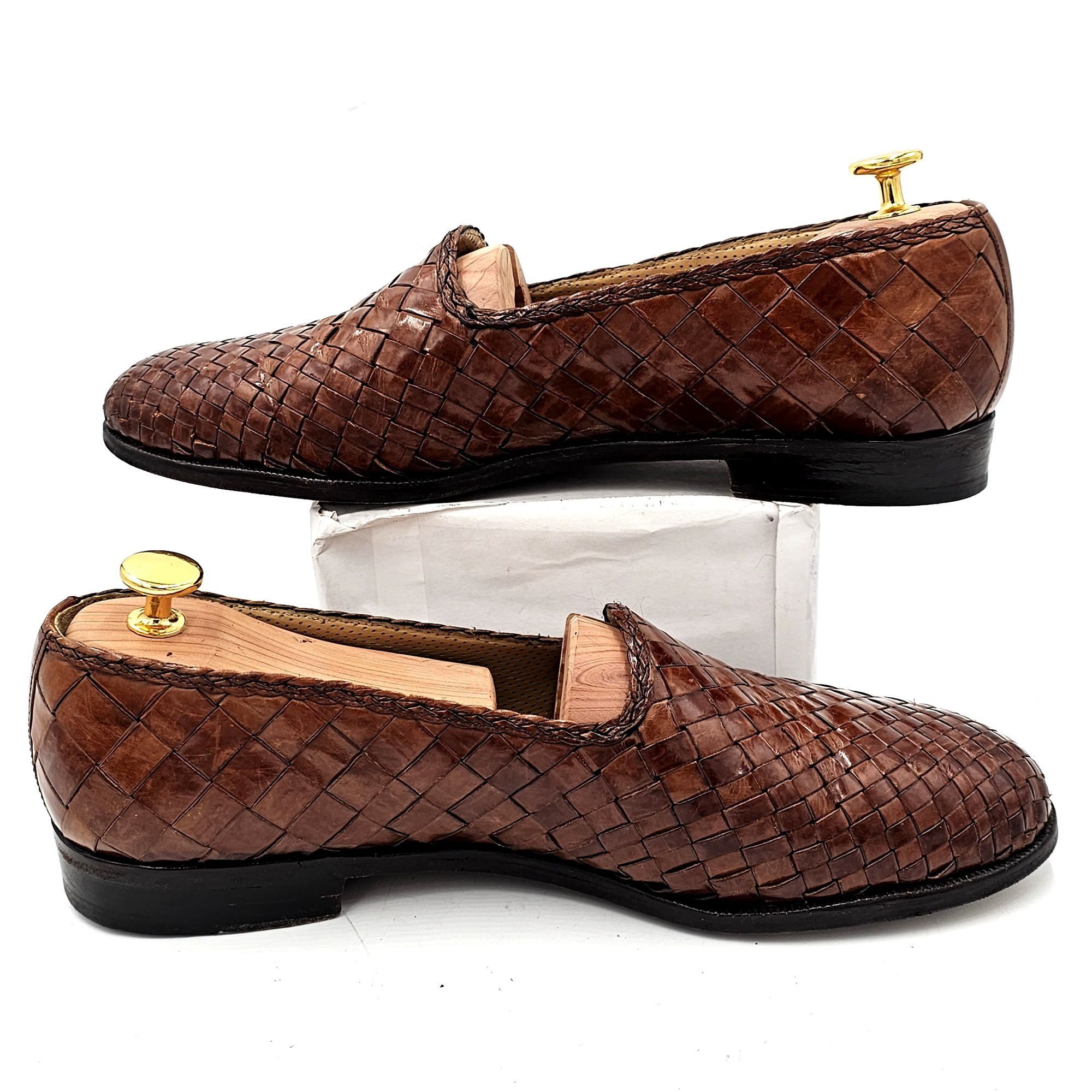 Mezlan Vintage Mezlan "Riviera" Men's Size 9.5 Brown Woven Leather Size US 9.5 / EU 42-43 - 8 Thumbnail
