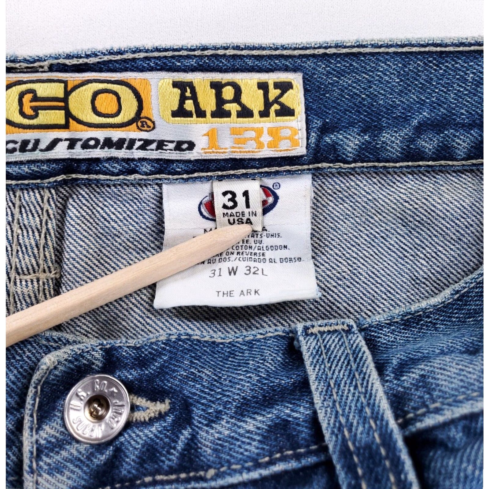 JNCO JNCO VTG 90s Ark Made in USA Baggy Skater Jeans Mens 31 Inseam 28.5 Blue Wide-Leg N/A? Size US 31 - 6 Thumbnail