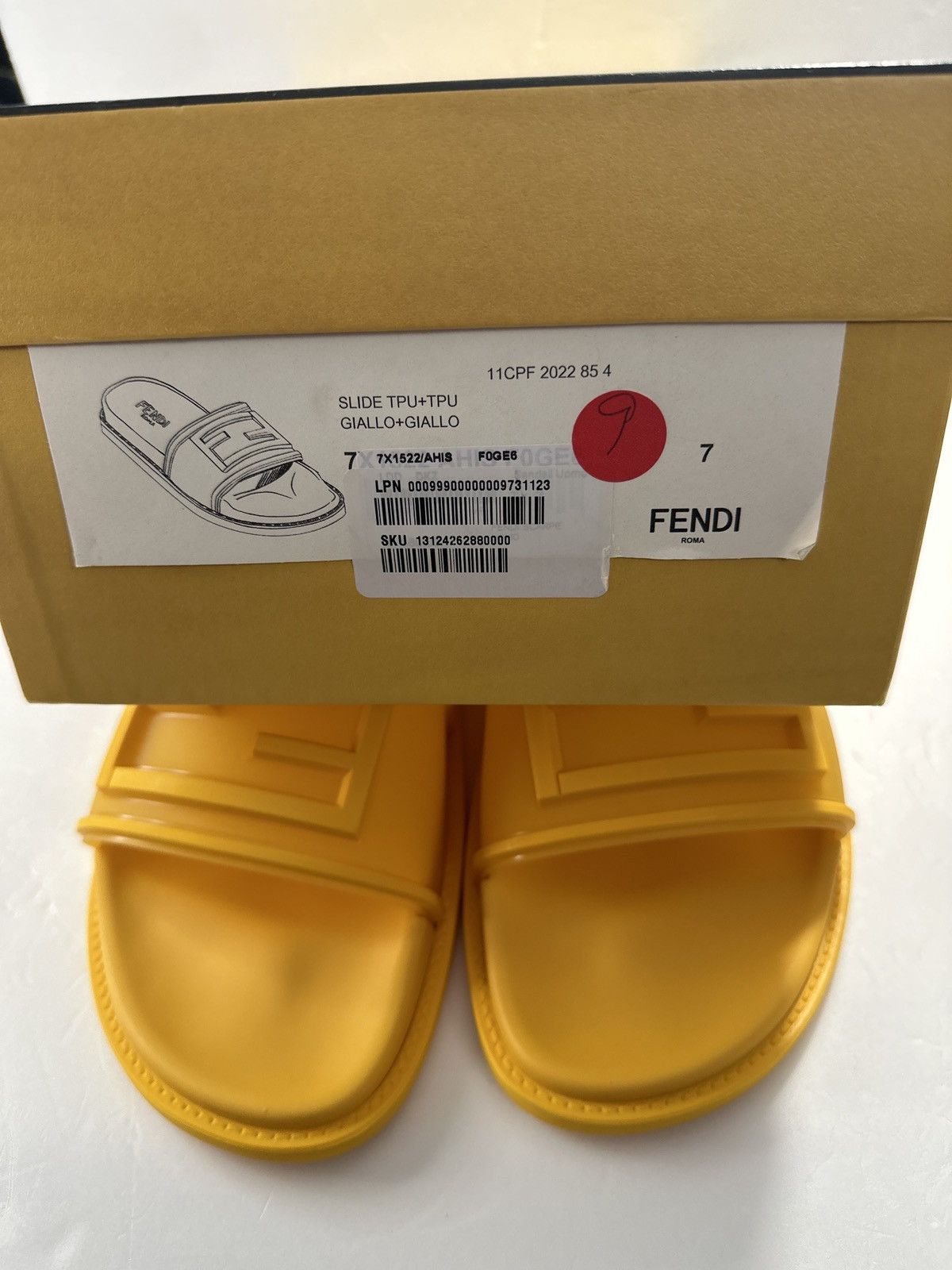 Fendi NEW - FENDI Logo-Embossed Baguette Rubber Slide Sandals - Ye Size US 7.5 / EU 40-41 - 9 Thumbnail
