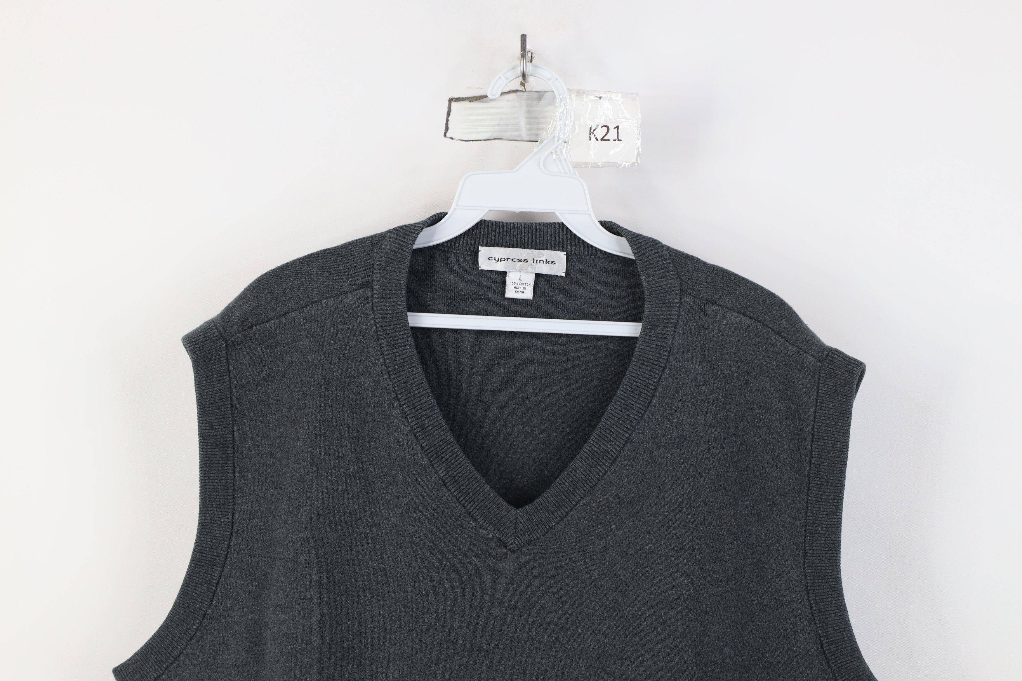 Vintage Vintage 90s Streetwear Blank Cotton Knit V-Neck Sweater Vest Size US L / EU 52-54 / 3 - 2 Thumbnail