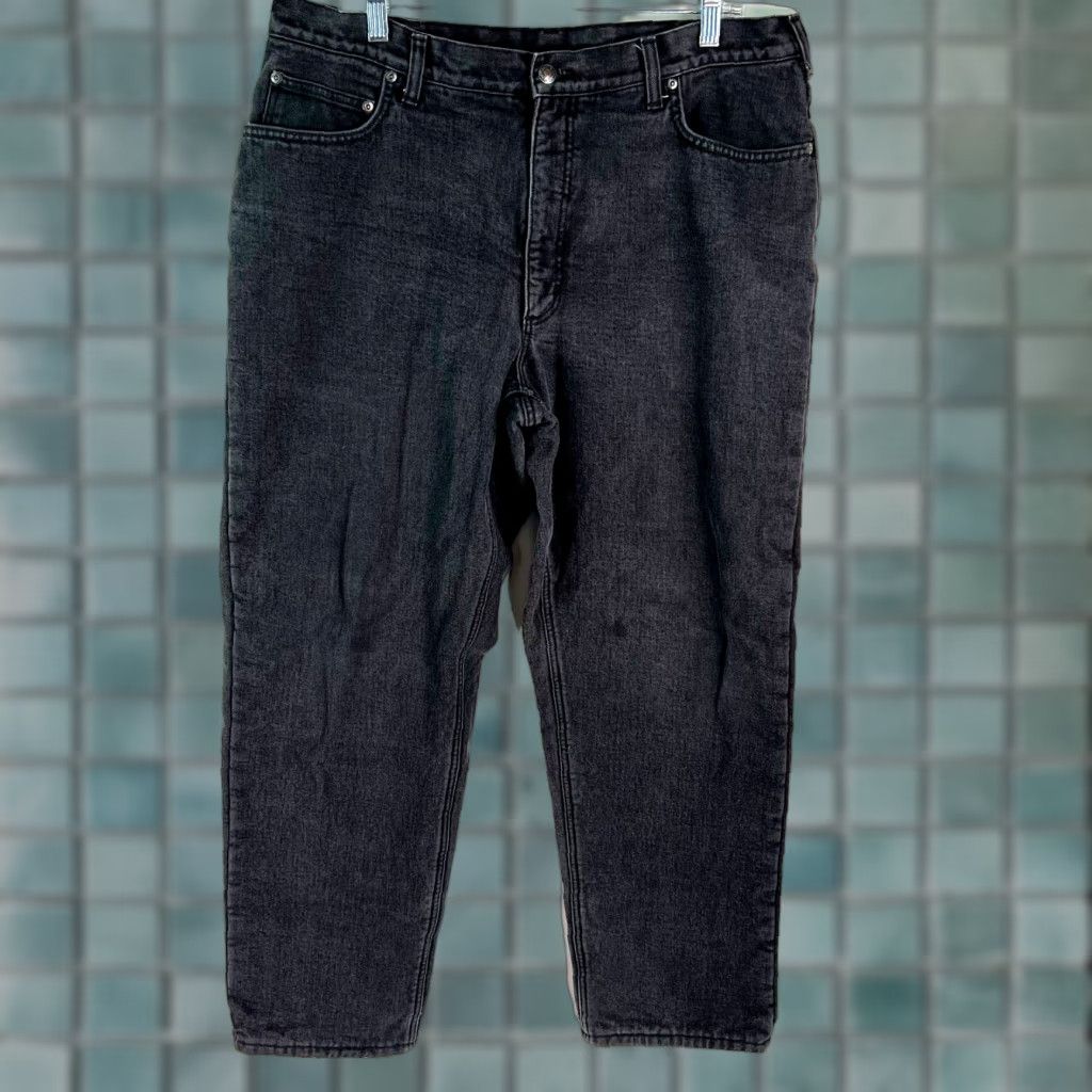 Lands' End Lands' End Lands' End Mens Jeans 38 30 Black Denim 5-Pocket Button Zipper Lined Mid Rise Tapered Classic Black Denim Jeans 38 x 30 Size US 38 / EU 54 - 1 Thumbnail