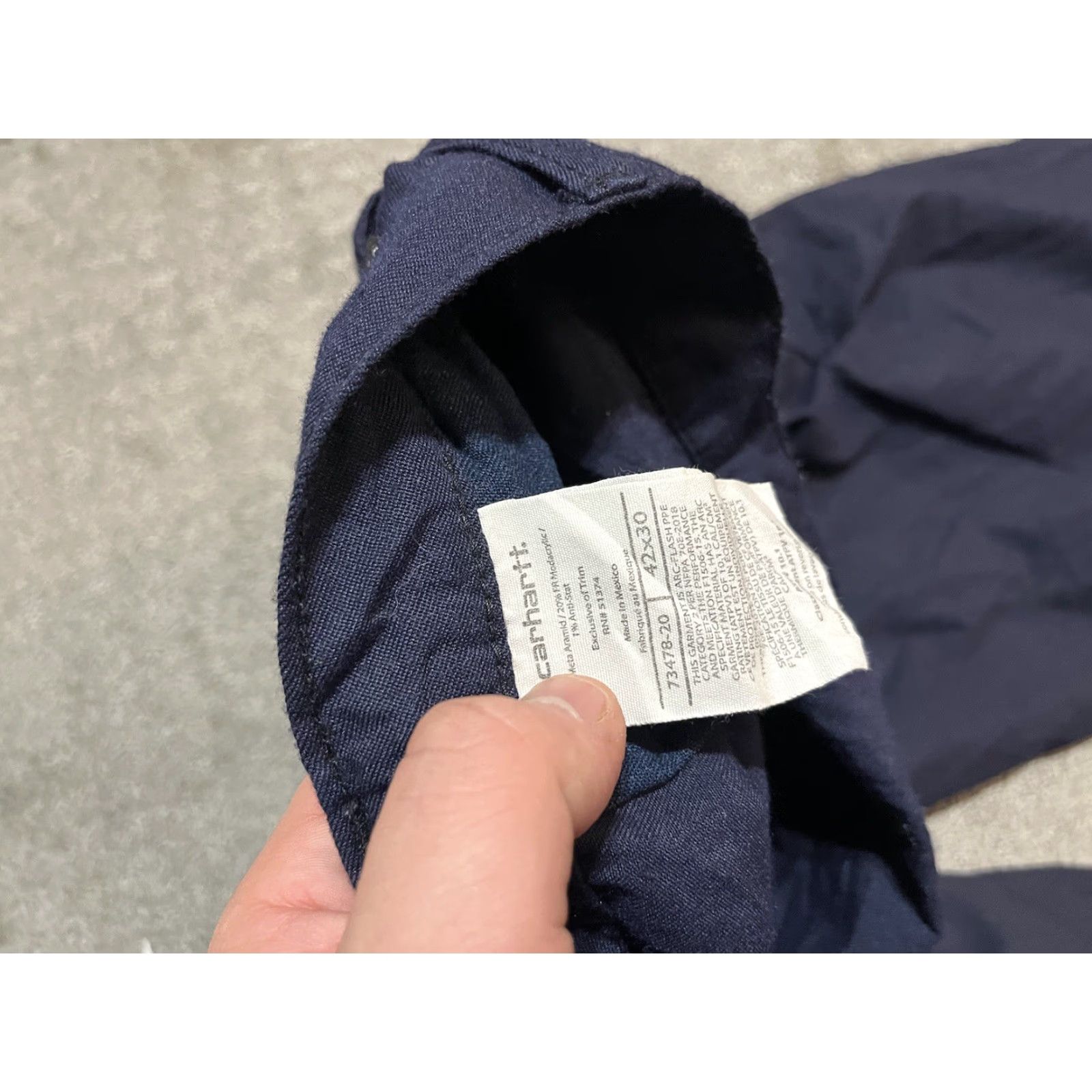 Carhartt VINTAGE Carhartt Carpenter Pants 42x30 Workwear Flame-Resistant Canvas Men Navy 20s Size US 42 / EU 58 - 6 Thumbnail
