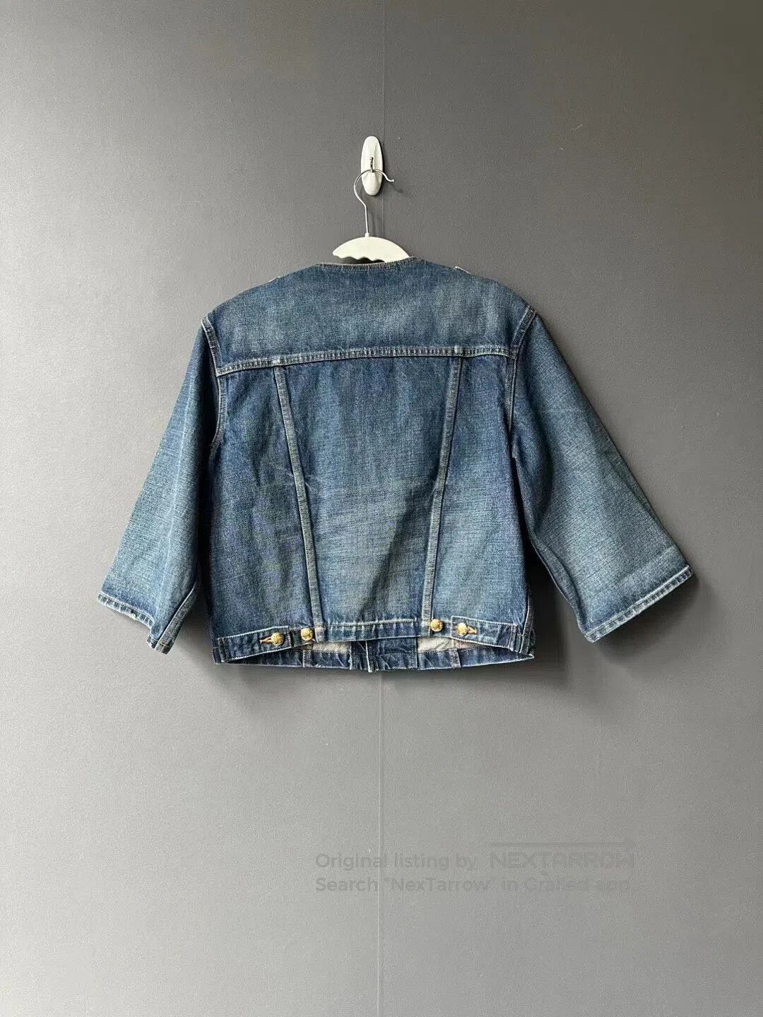 Celine CELINE Gold Button Cropped Denim Jacket| Size M / US 6-8 / IT 42-44 - 2 Thumbnail