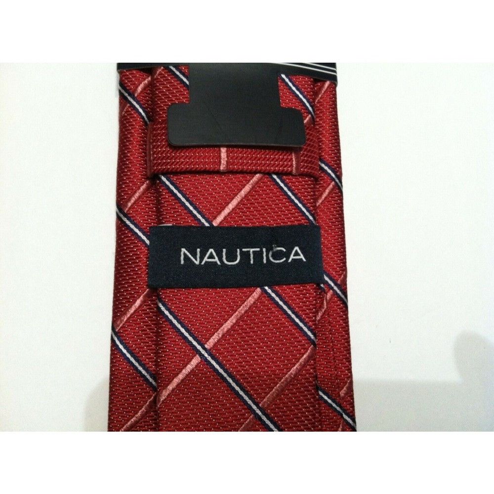 Nautica NAUTICA MENS NEW RED 100%SILK PLAID TIE WIDTH: 3" Size ONE SIZE - 2 Thumbnail