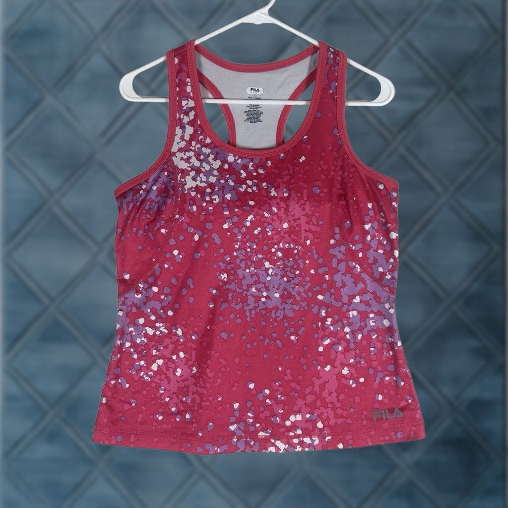 Fila Fila Sport Tank Top Women's Large Activewear Racerback V-Neck Pullover Slim Fit Athletic Shirt Sports Pink Size L / US 10 / IT 46 - 1 Thumbnail