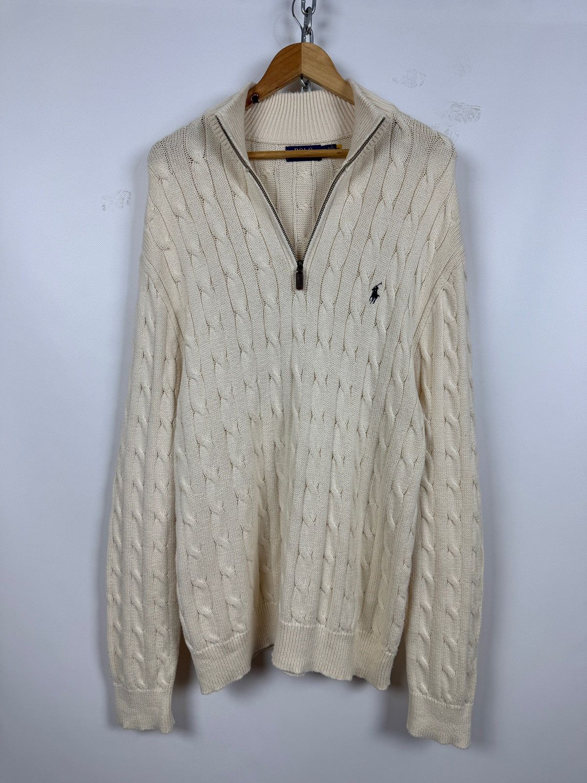 Polo Ralph Lauren Polo Ralph Lauren Cable Knit Quarter Zip Mock Neck Sweater Size US XXL / EU 58 / 5 - 4 Thumbnail