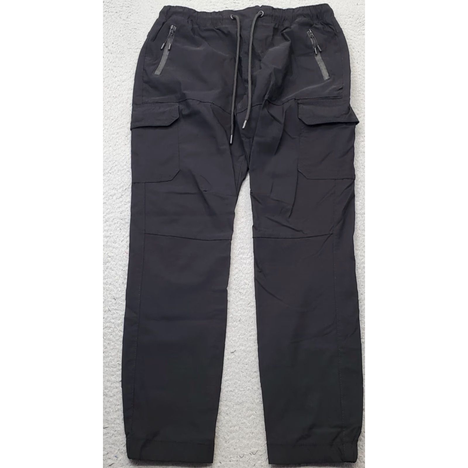 Vintage Benjamin Black Cargo Jogger Pants Men Small Black Stretch Tapered Leg Drawstring Size US 29 - 2 Thumbnail