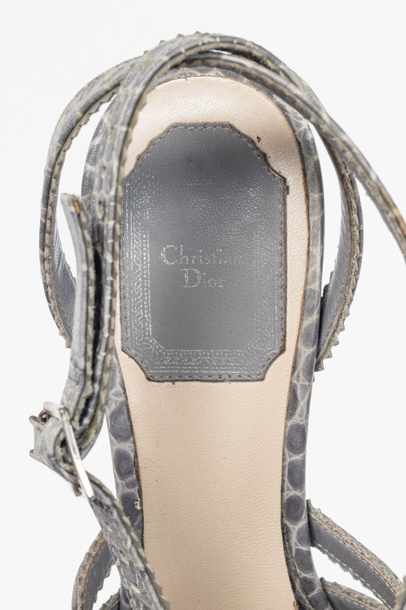 Dior Christian Dior Bonnie Snake-Embossed Perforated Sandals Size US 6 / IT 36 - 10 Thumbnail