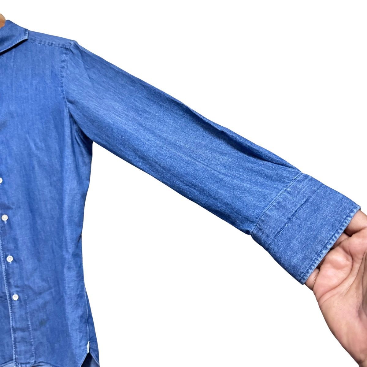 Luigi Borrelli Luigi Borrelli Luxury Vintage Denim Sailor Shirt Size US M / EU 48-50 / 2 - 6 Thumbnail