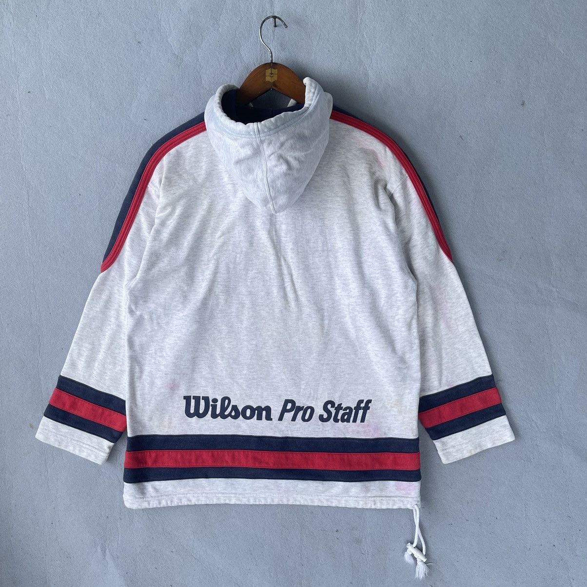 Wilson Vintage 90s Wilson Pro Staff Hoodie – Grey/Red/Navy Size US L / EU 52-54 / 3 - 7 Thumbnail