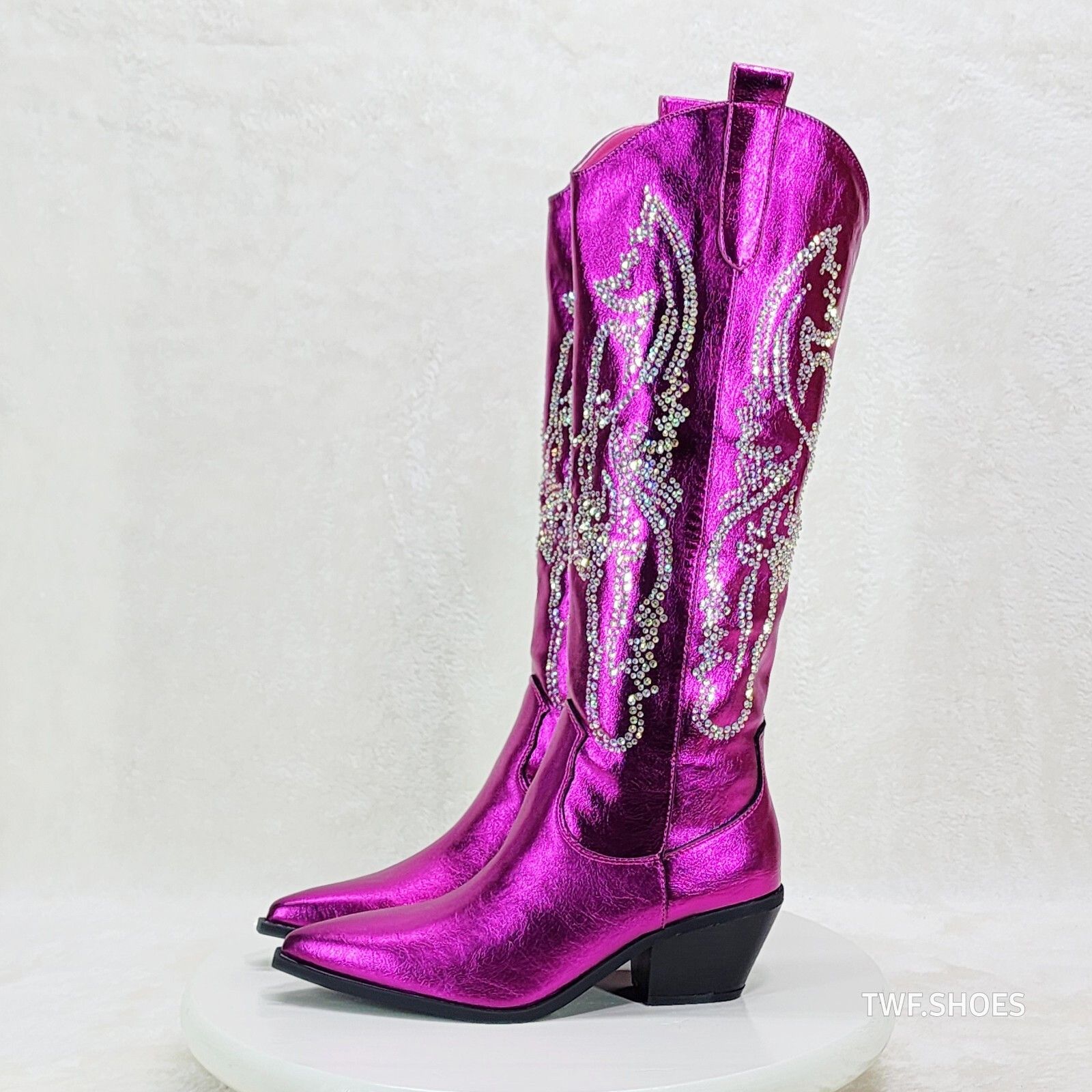 Other Razzle Metallic Pink Fuchsia Country Western Cowgirl Knee Bo Size US 6.5 / IT 36.5 - 7 Thumbnail