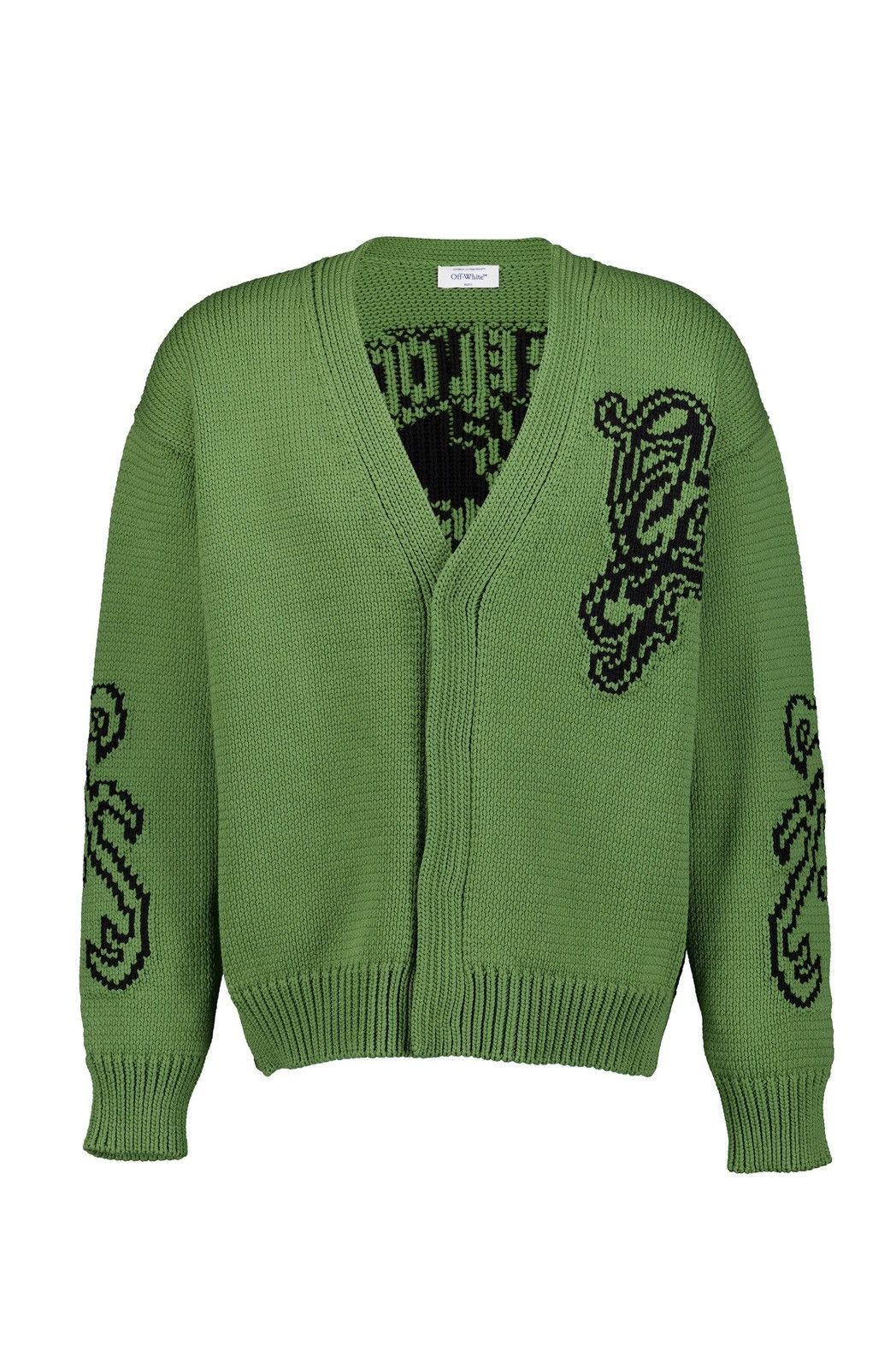 Off-White Off-White V-neck intarsia-knit cardigan Size US XL / EU 56 / 4 - 1 Thumbnail