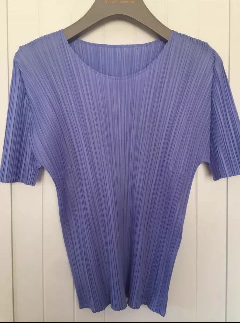 Issey Miyake issey miyake size:3 Blue pleated short sleeves Size XXS / US 00 / IT 34 - 1 Thumbnail