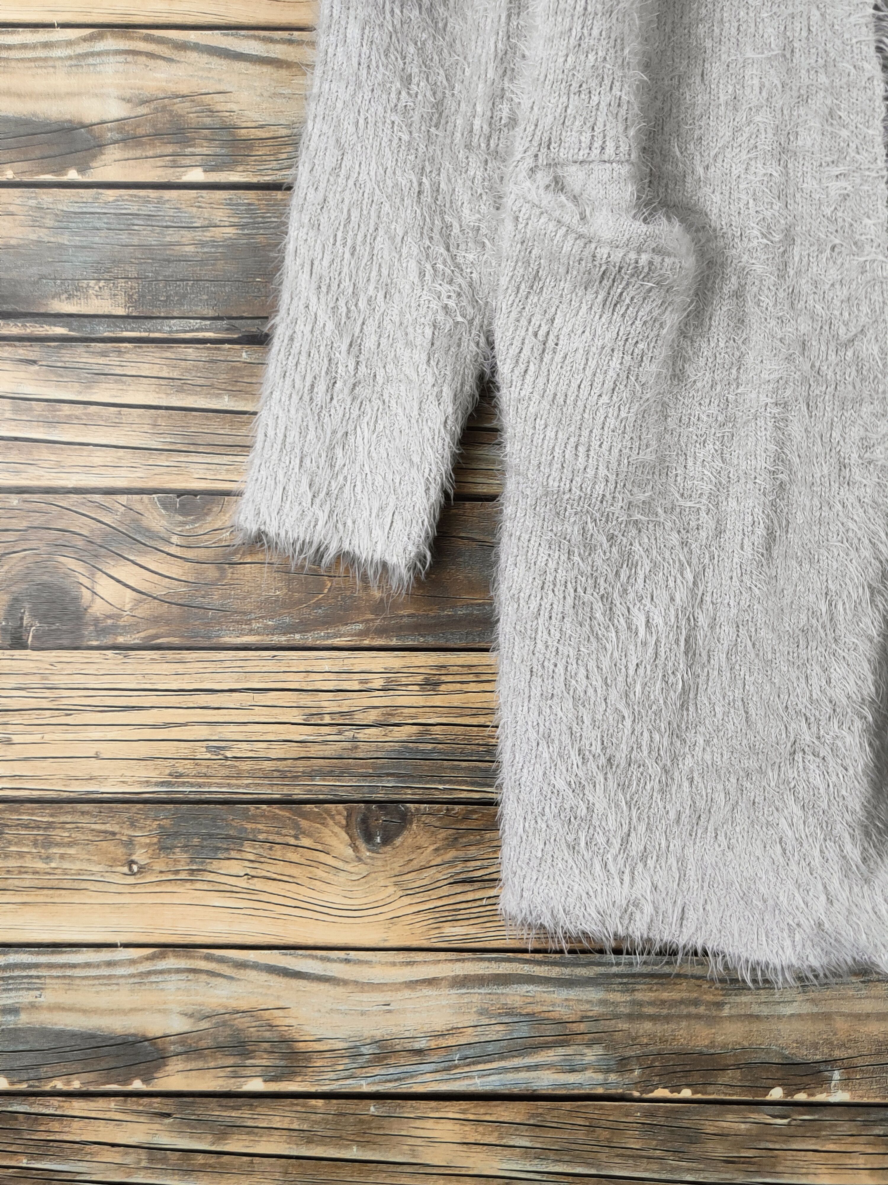 Japanese Brand DL Bou Jeloud Gray Fur Mohair Knitwear Cardigans #46-447 Size S / US 4 / IT 40 - 4 Thumbnail