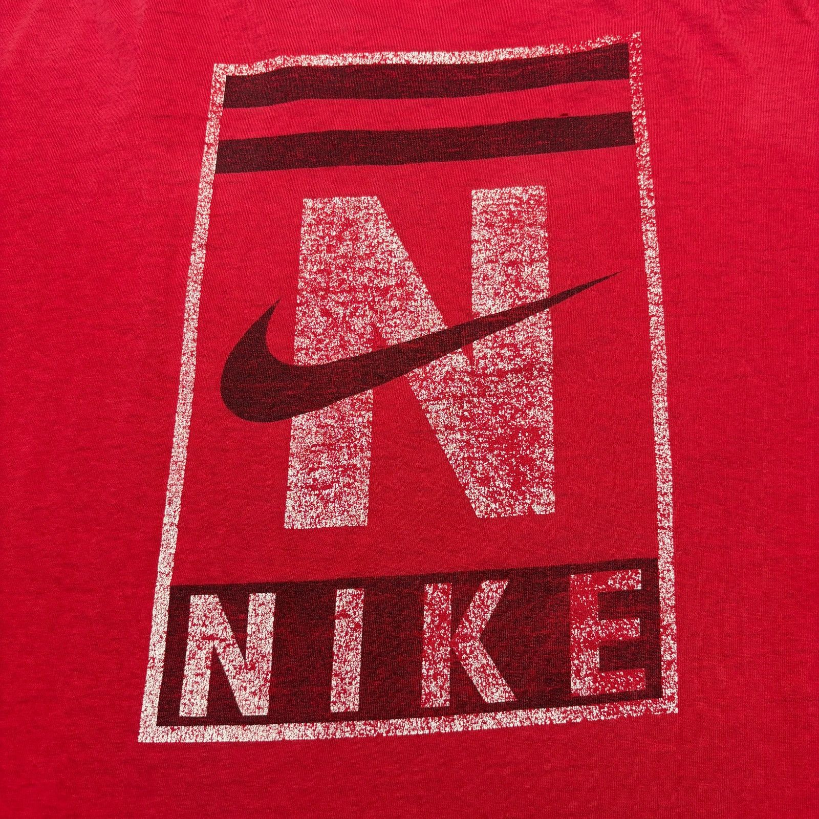 Nike × Vintage Vintage 90s Nike T Shirt Men's XL N Swoosh Box Logo Faded Size US XL / EU 56 / 4 - 5 Thumbnail