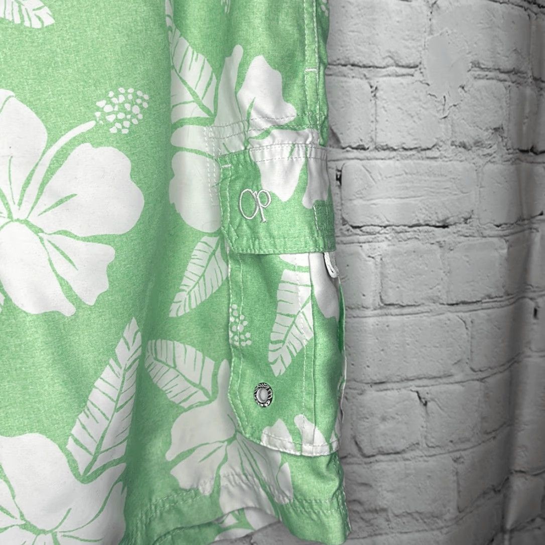 Ocean Pacific OP Mens Mint Green White Drawstring Swim Trunks Board Shorts Size M 32-34 Men Multicolor Ocean Pacific Size US 31 - 3 Thumbnail