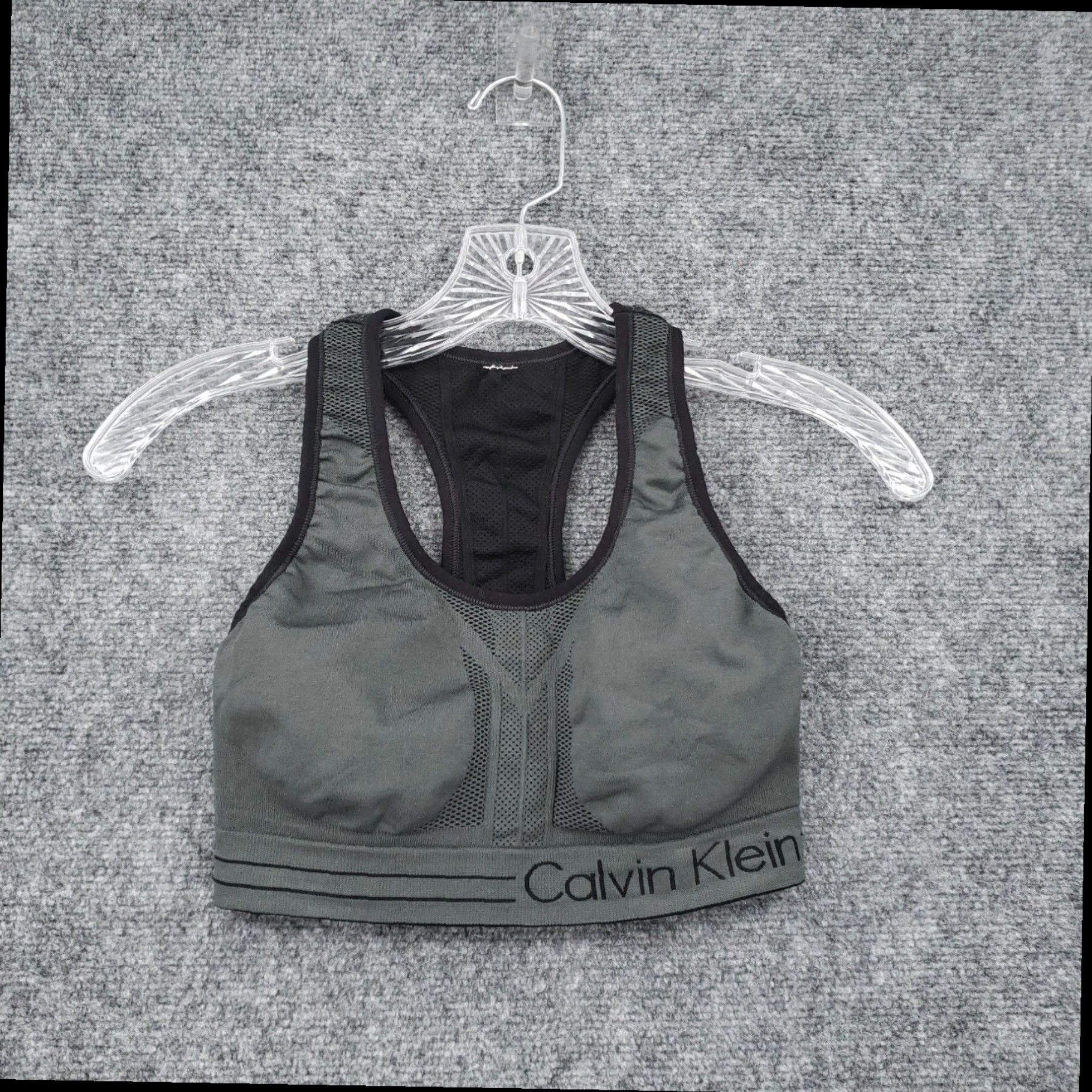 Calvin Klein Womens 2Xs Xxs Extra Extra Small Gray Racerback Sports Bra in Grey