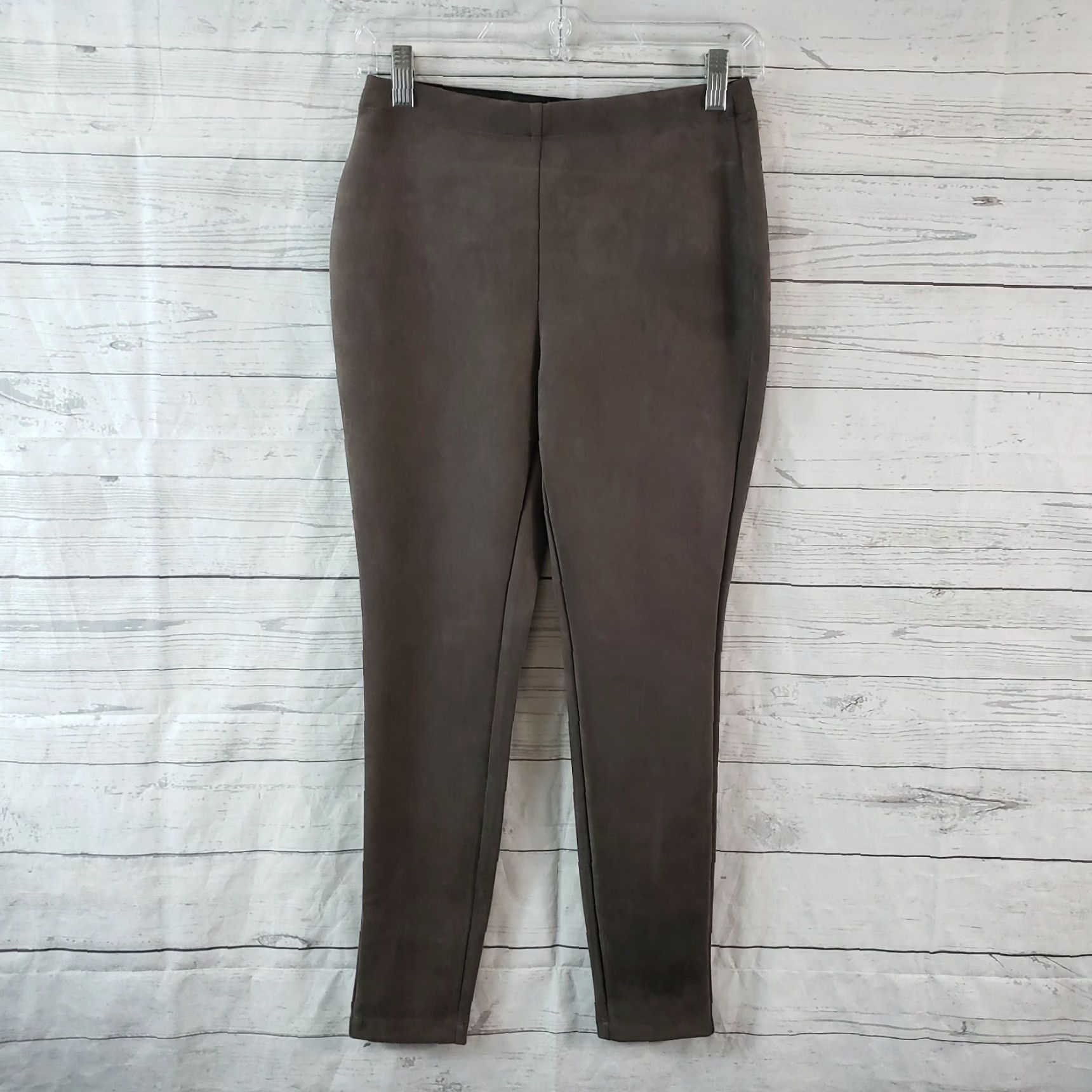 Vintage Catherine Malandrino Womens Pants Ps PS Skinny Cropped Mid Rise Faux Leather Wool Gray 25.5 Inseam Petite Tailored Mens Womens Girls? Size 28" / US 6 / IT 42 - 2 Thumbnail