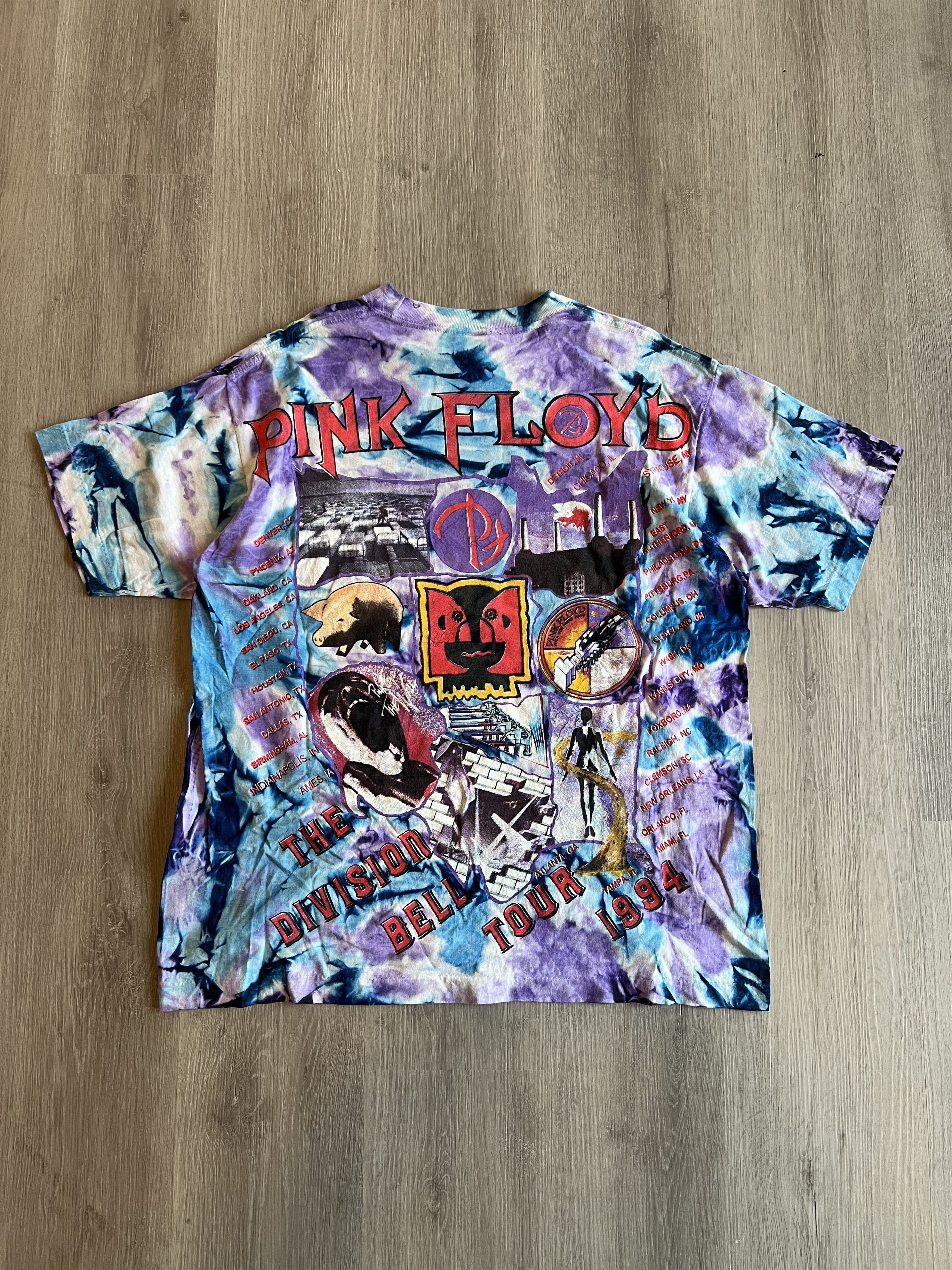 Pink Floyd 1994 Division Bell Tour Tee Tie Dye Size US XL / EU 56 / 4 - 5 Thumbnail