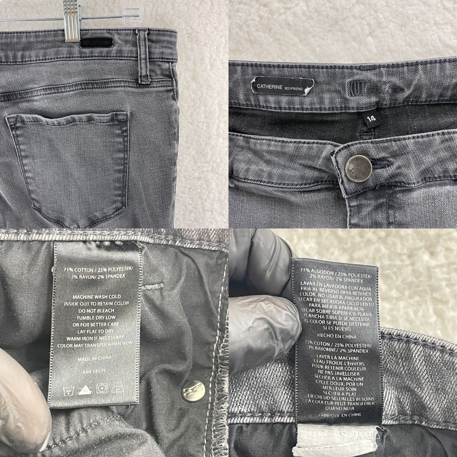 Vintage KUT from the Kloth Catherine Boyfriend Fit Jeans Womens Mid-Rise Size 14 Gray Size 36" / US 14 / IT 50 - 10 Thumbnail