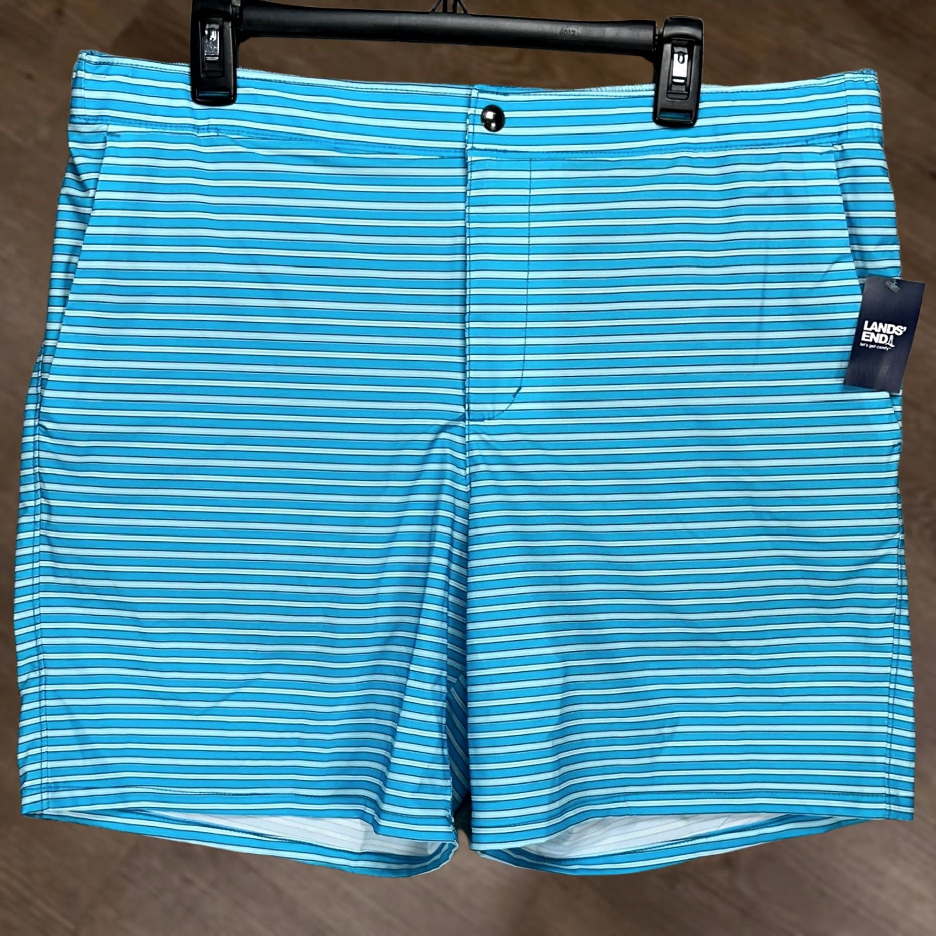 Lands' End Lands' End Mens Sunset Swim Trunks Large Blue White Stripe Lined Board Shorts NEW Mens Large Board Shorts Blue White Stripe Beach Surfing Size US 33 - 1 Thumbnail