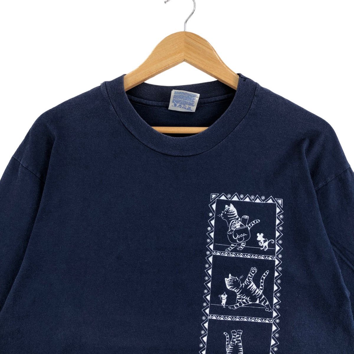 Vintage Vintage 90s HATHA YOGA Art Cat NHayer Long Sleeve T Shirt Size US M / EU 48-50 / 2 - 2 Thumbnail