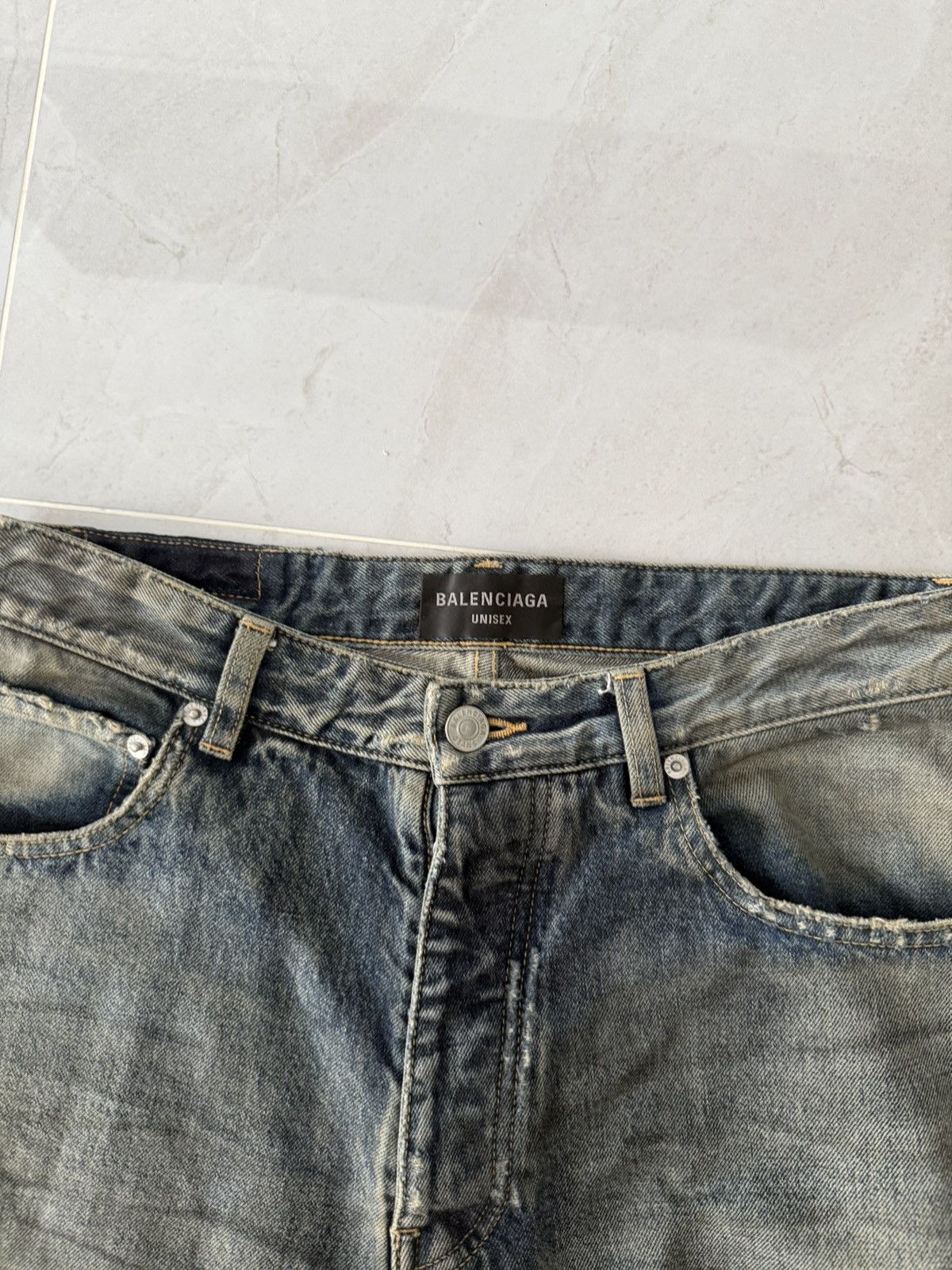 Balenciaga *RARE* Balenciaga SS23 Mud Oil Spilled Denim Baggy Version Size US 30 / EU 46 - 4 Thumbnail