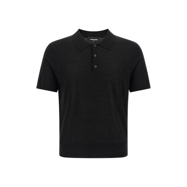 Dsquared2 DSQUARED2 Men's Black Wool Polo Shirt New & Authentic (Men's Size US M / EU 48-50 / 2 - 1 Thumbnail
