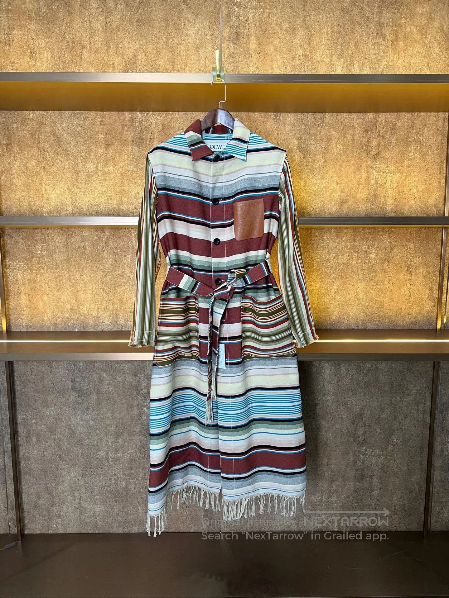 Loewe Loewe Colorful Stripe Leather Patch Wool Coat. Size US M / EU 48-50 / 2 - 1 Thumbnail