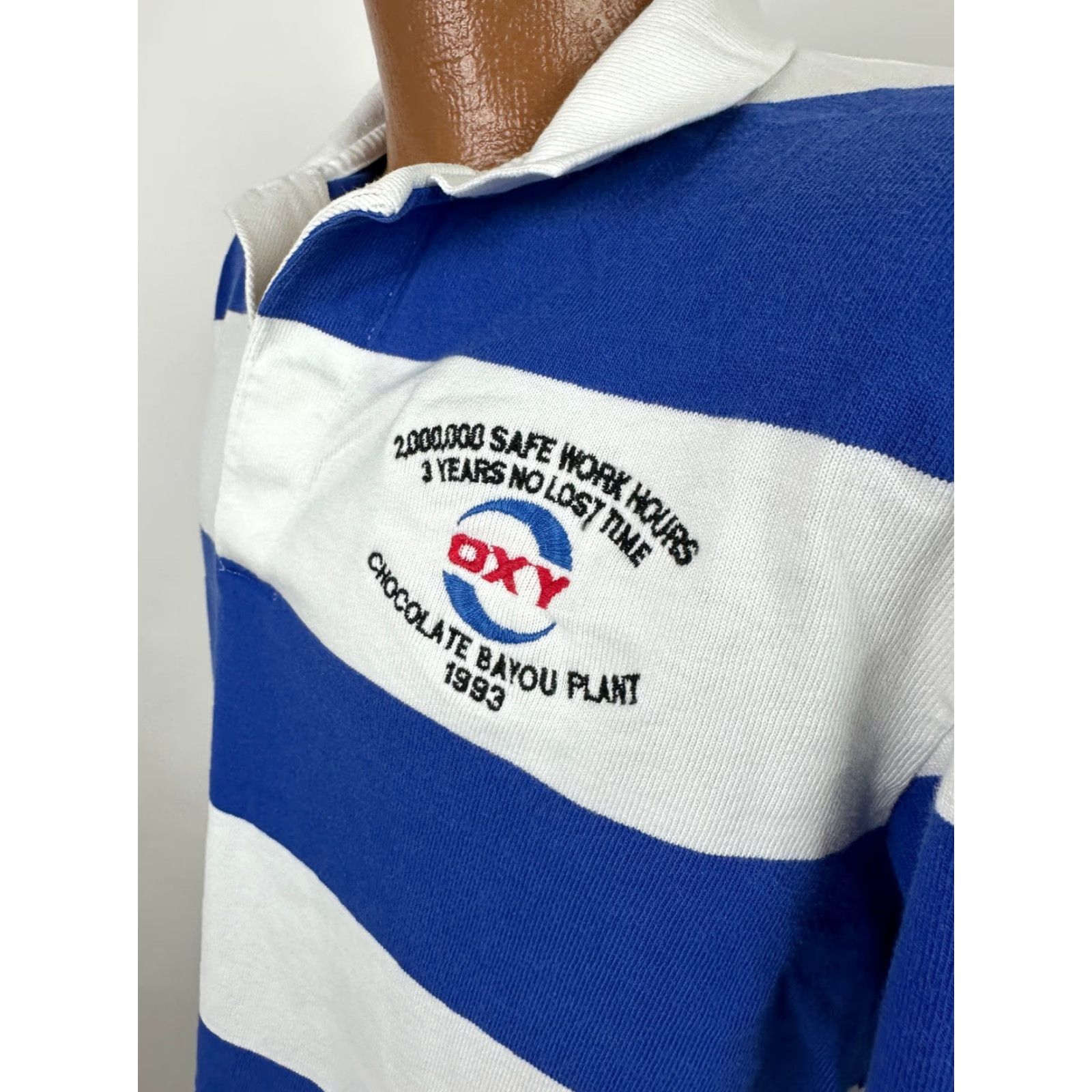Vintage VINTAGE Outer Banks Rugby Shirt Men L Blue White Striped Heavy Cotton Logo Polo 90s Size US L / EU 52-54 / 3 - 6 Thumbnail
