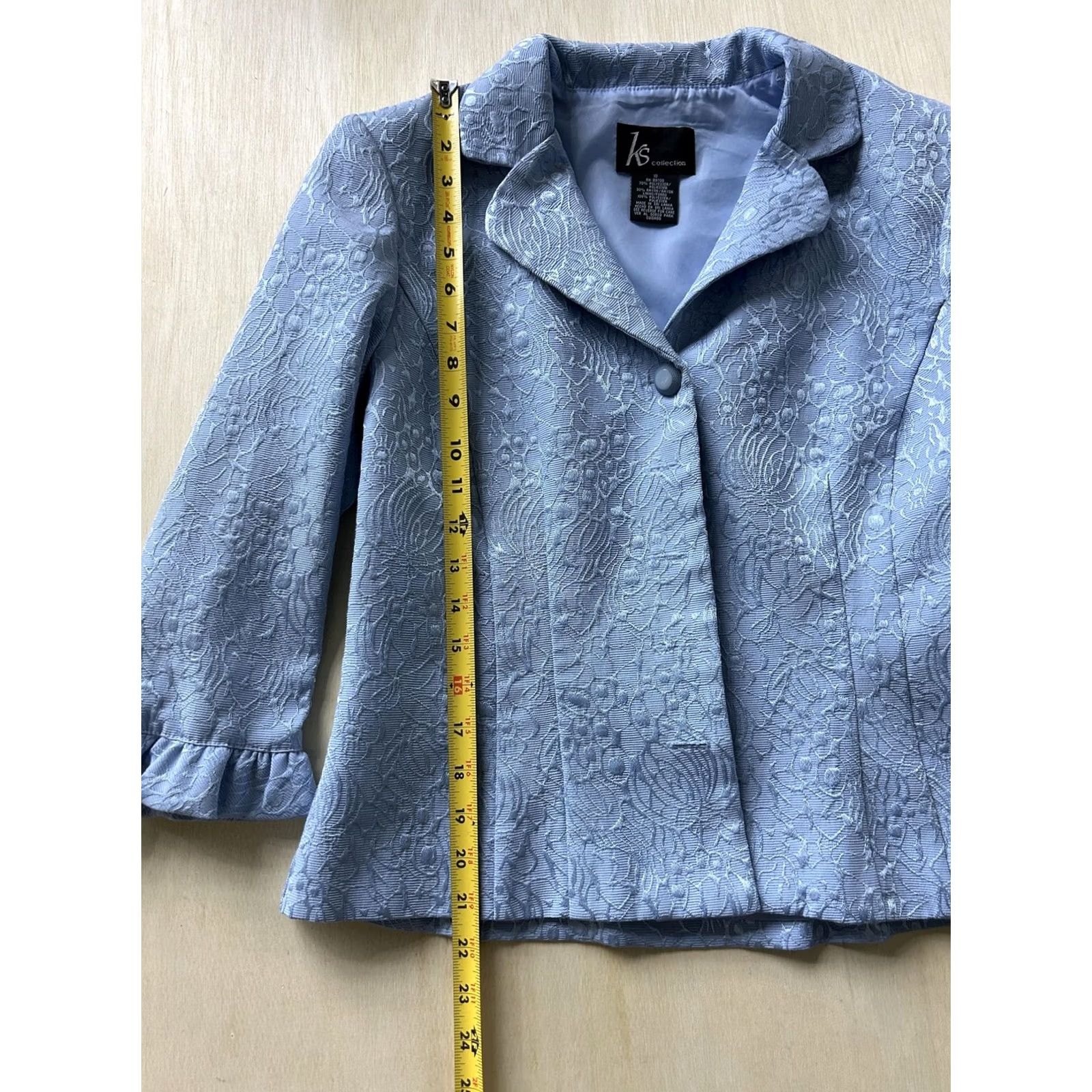 Vintage KS Collection Blazer Jacket Womens 10 Blue Floral Jacquard Lined Dressy Shirt/Blazer Style Women 10 Blue Floral Jacquard Lined Dressy Size L / US 10 / IT 46 - 4 Thumbnail
