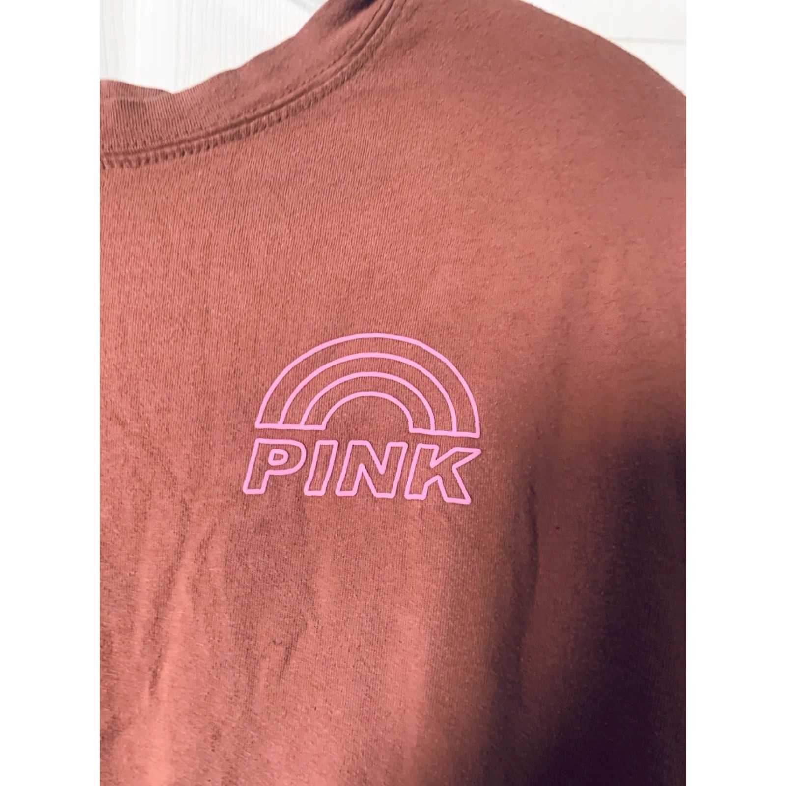 Pinko PINK Victoria's Secret Longsleeve Brown Campus Large Tee Womens L Brown Campus Longsleeve Shirt Size L / US 10 / IT 46 - 2 Thumbnail