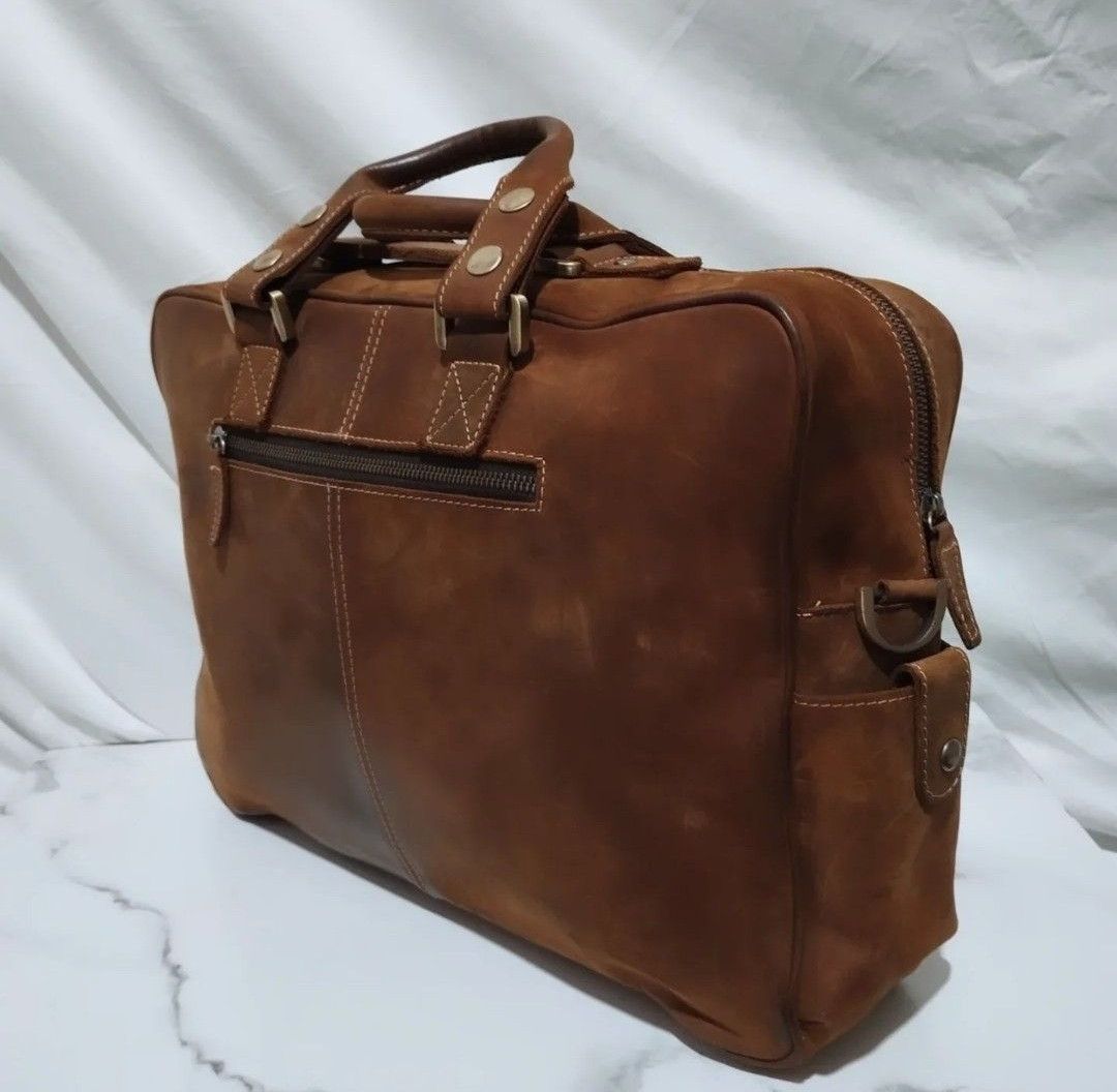 Genuine Leather Crazy Horse Durable Large Travel Messenger Bag Size ONE SIZE - 8 Thumbnail