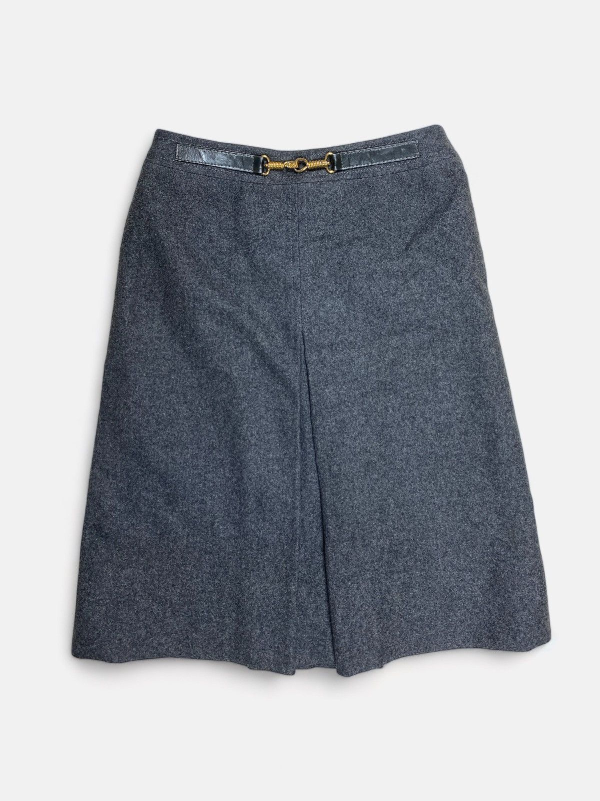image of Celine Céline - Vintage Gold Buckle Skirt in Green, Women's (Size 26)