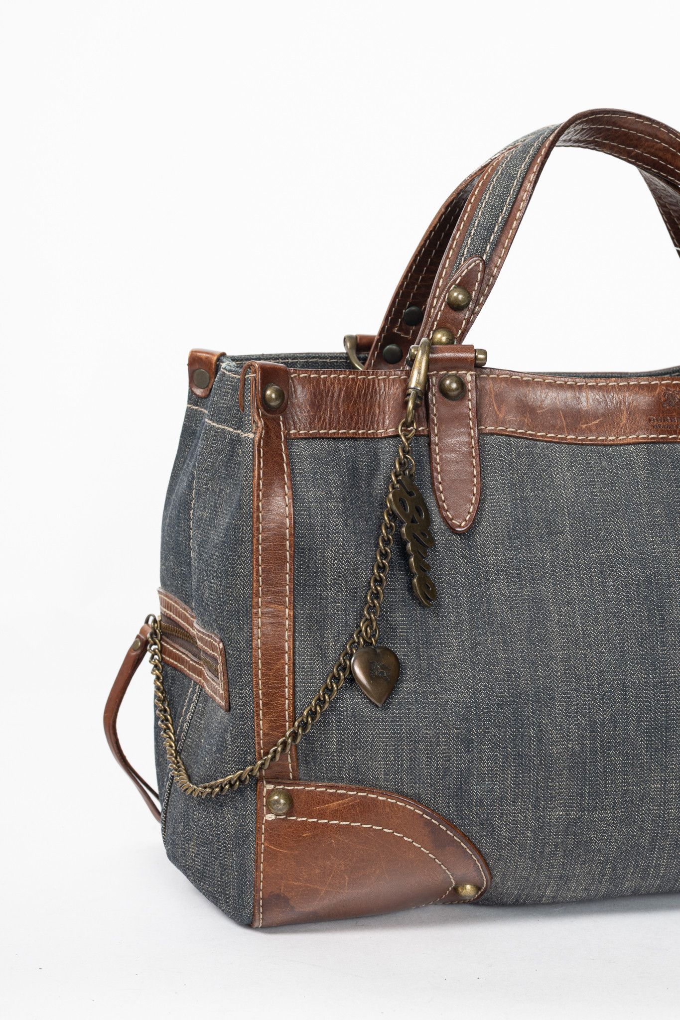 Burberry Burberry Blue Label Blue Denim & Leather-Trim Handbag Size ONE SIZE - 7 Thumbnail