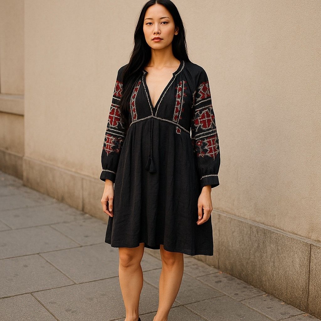 Free People Embroidered Black Dress Size S / US 4 / IT 40 - 1 Thumbnail