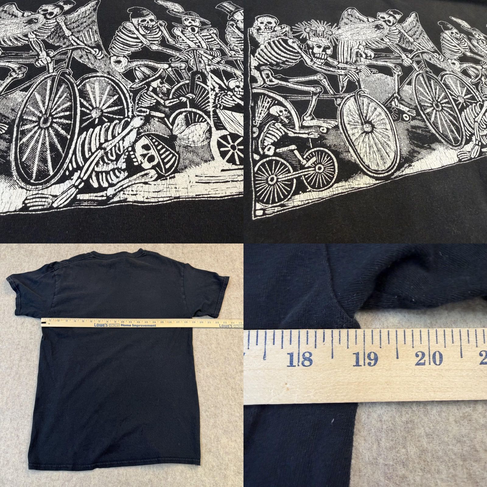 Gildan Day of the Dead Skeletons Bicycles Shirt Mens Medium Black Graphic Tesoros 1991 Size US M / EU 48-50 / 2 - 8 Thumbnail
