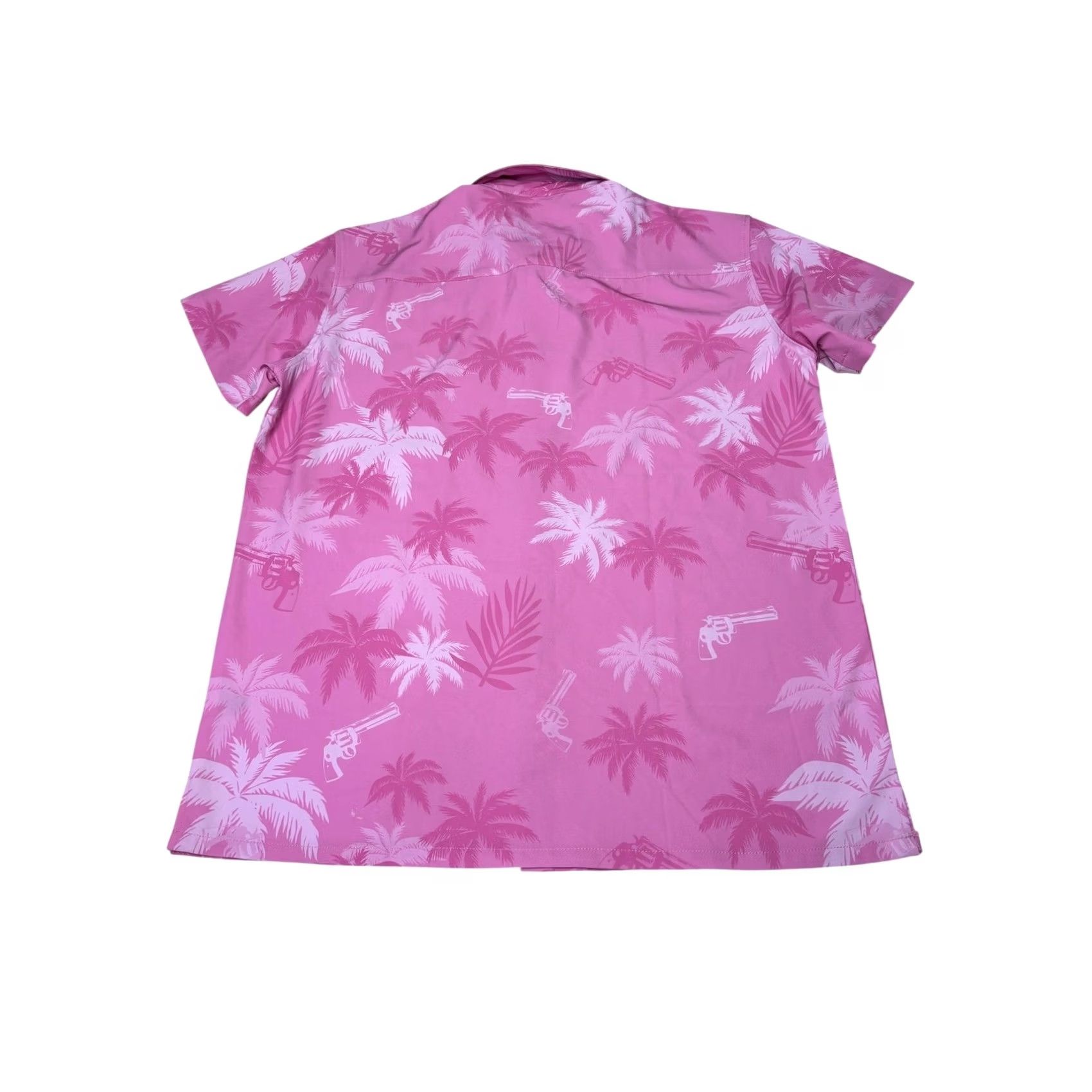 Vintage Retro Rifle Vice City Pink Palm Tree Revolver Button-Down Shirt Mens L Size US L / EU 52-54 / 3 - 5 Thumbnail