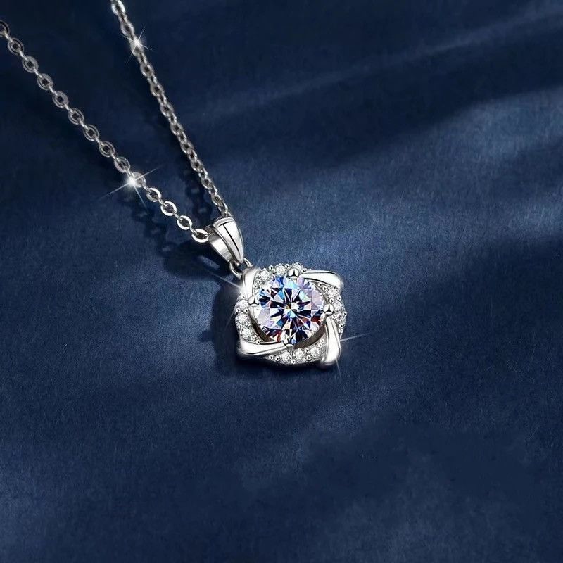 Jewelry × Sterling Silver 925 Sterling Silver Moissanite Windmill Pendant Necklace Size ONE SIZE - 3 Thumbnail