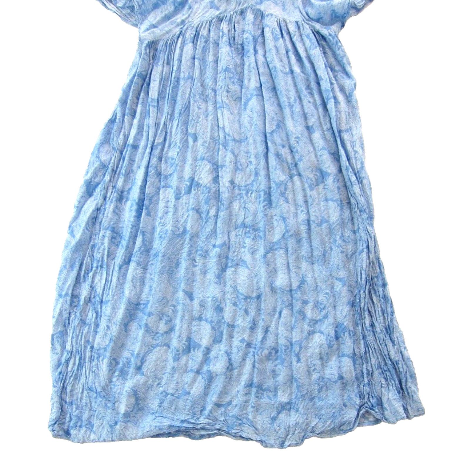 Vintage Hinge 100% Rayon Blue Paisley Floral Flare Sleeve Empire Long Maxi Smock Dress M Size M / US 6-8 / IT 42-44 - 6 Thumbnail