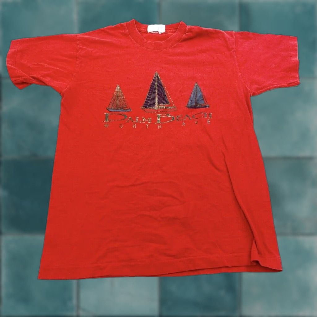 Vintage VINTAGE Donalds Palm Beach T-Shirt Men’s Medium Red Single Stitch Sail Boats Shirt Mens Size US M / EU 48-50 / 2 - 1 Thumbnail