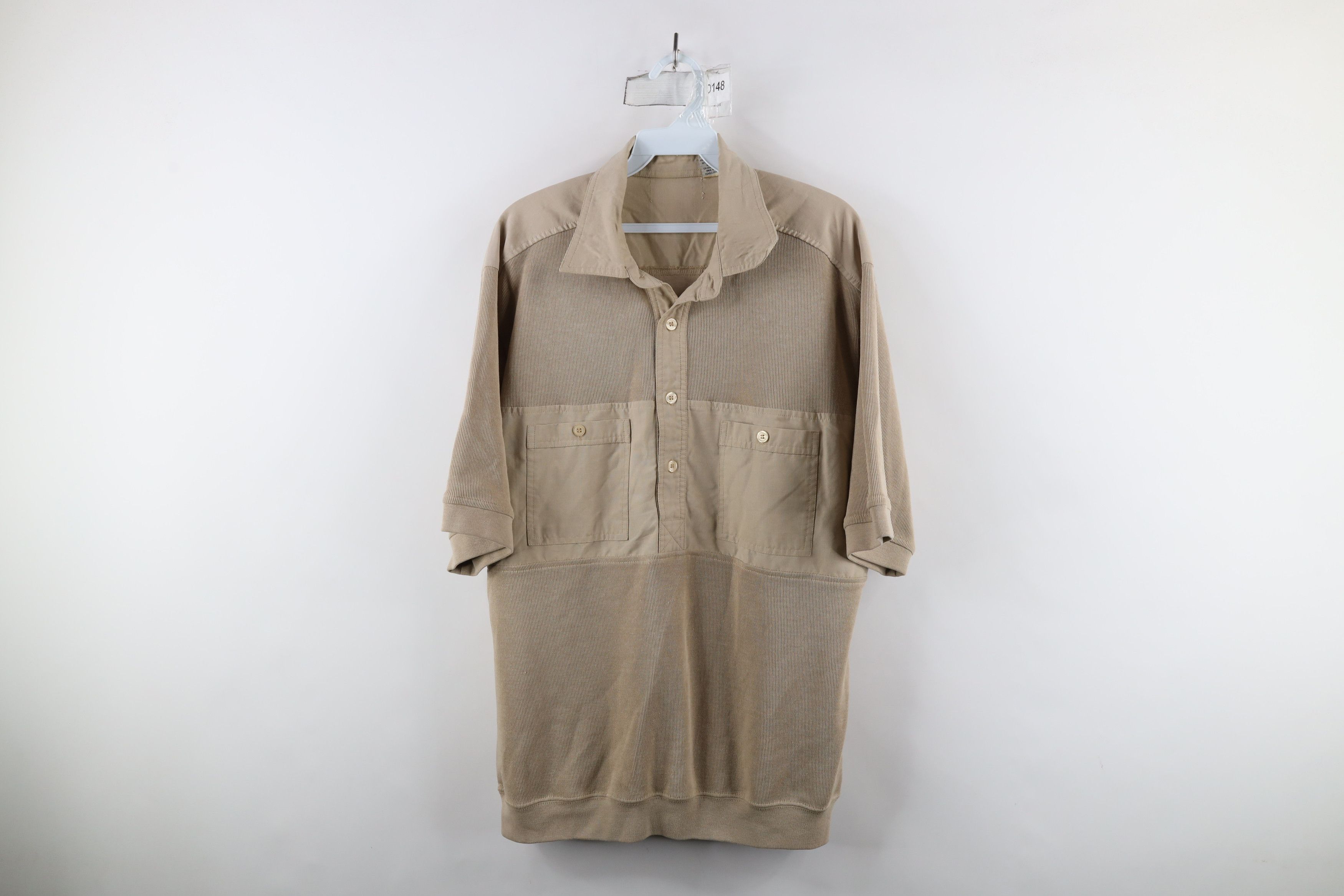 Vintage Vintage 90s Streetwear Waffle Knit Pullover Polo Beige Size US L / EU 52-54 / 3 - 1 Thumbnail
