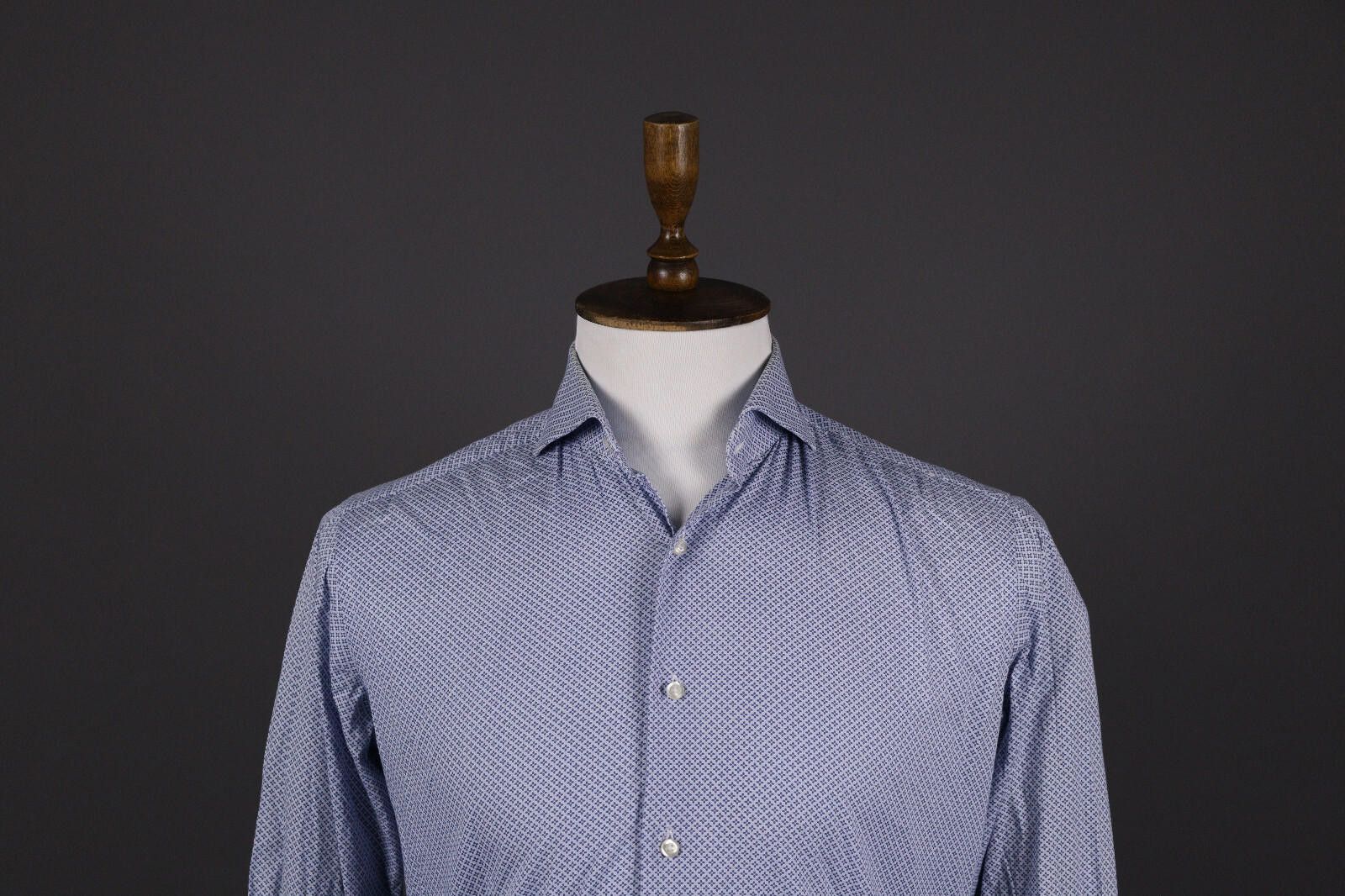 Designer Bottega del Sarto Slim Fit Blue Button Down Shirt Size 39 Size US M / EU 48-50 / 2 - 2 Thumbnail